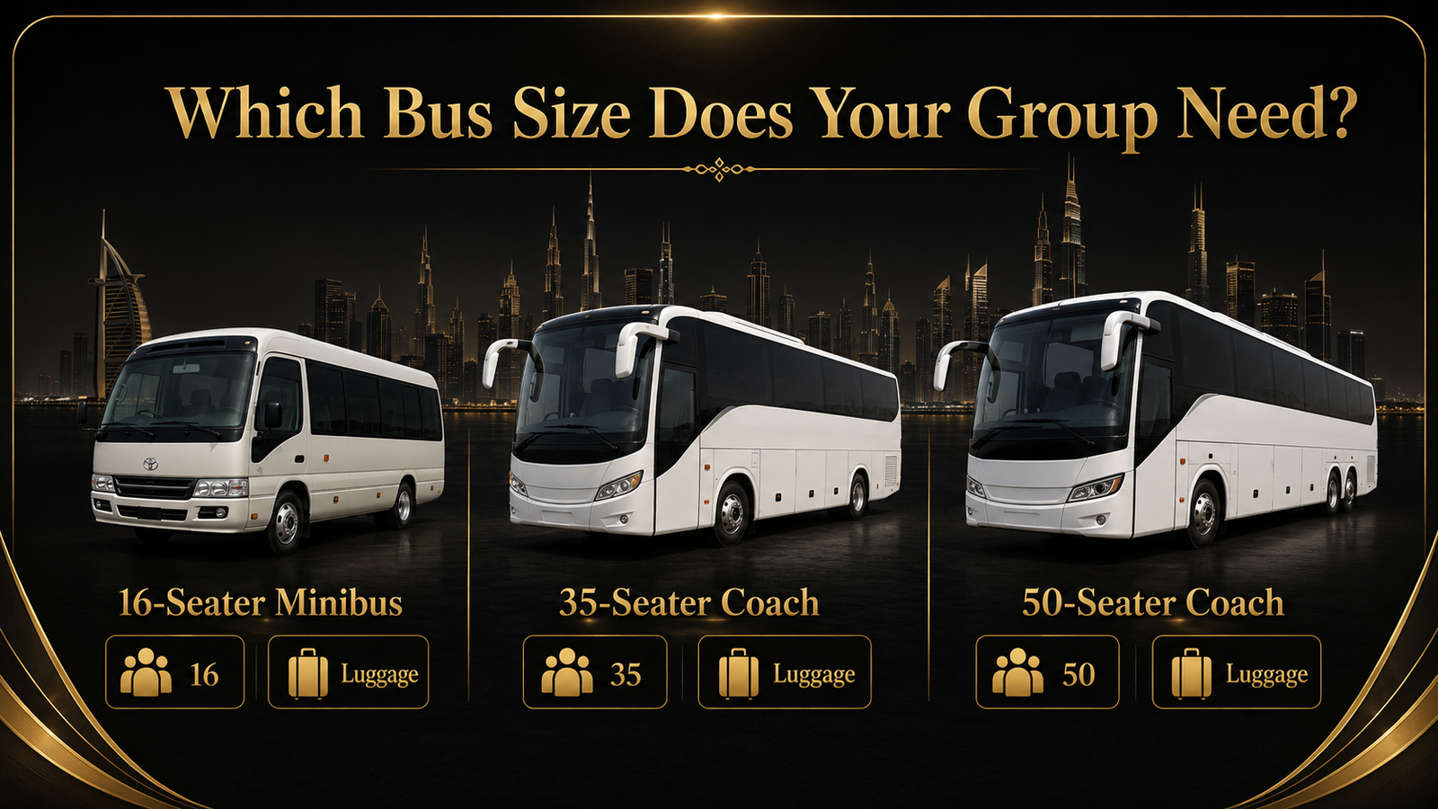 16 vs 35 vs 50-Seater Bus Rental Dubai Guide